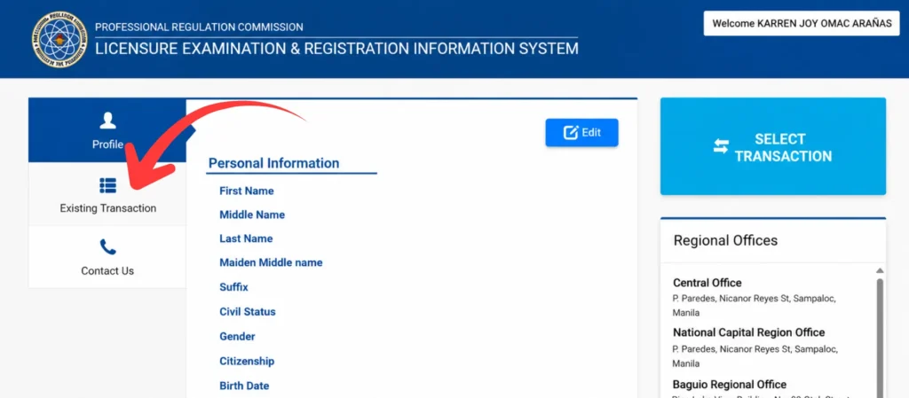 Check Your Existing Transaction