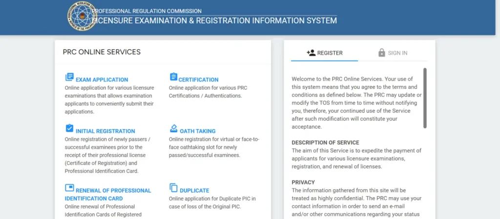 Step 1 Go to online.prc.gov.ph