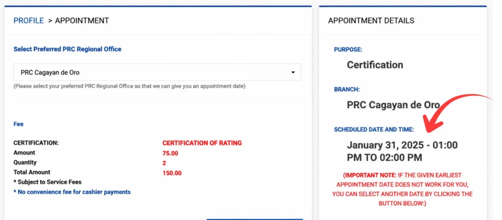 Step 4 Review and confirm your appointment details.