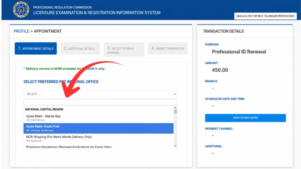 Step 4 Select Your Appointment or Delivery Option Step 4 Select Your Appointment or Delivery Option