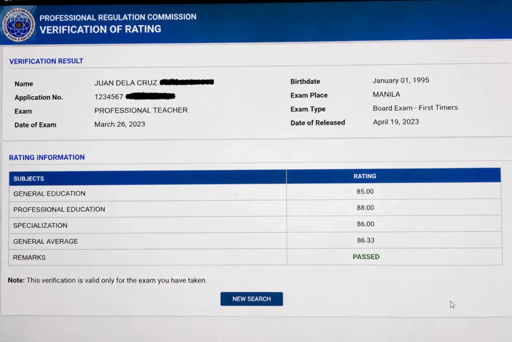 Step 5 Submit the form your rating displays within seconds if the record matches