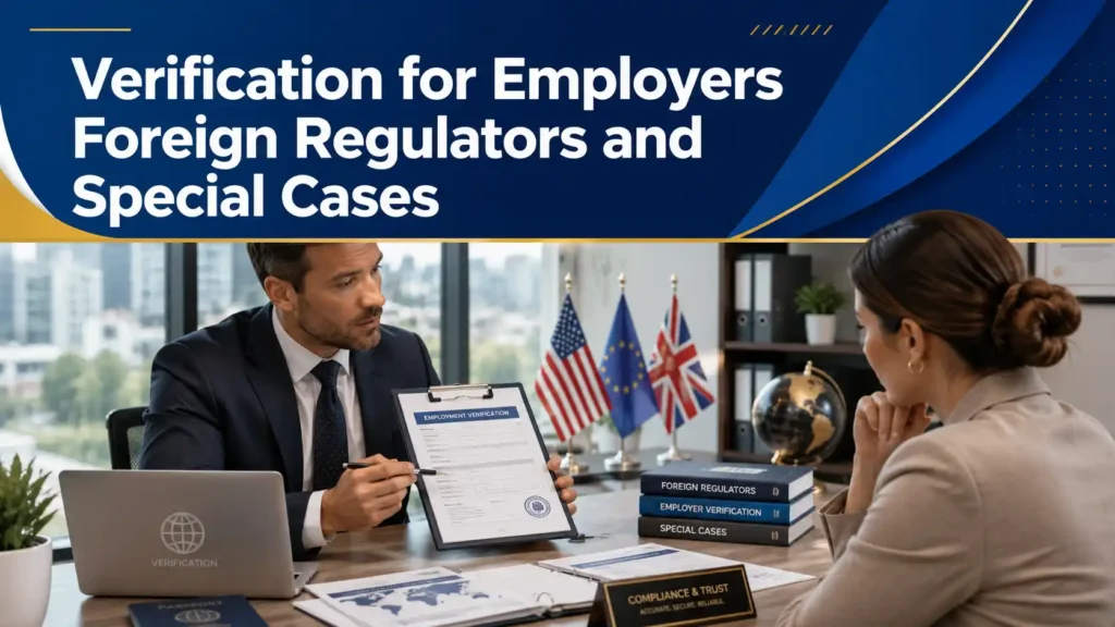 Verification for Employers Foreign Regulators and Special Cases